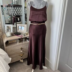 NWT Cuyana washable silk plum skirt and cami Sz M Belt not included